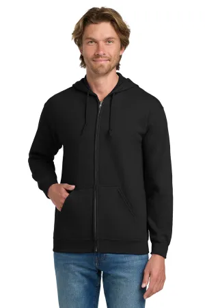 Gildan Mens Pill Resistant Full Zip Hooded Sweatshirt Hoodie w/ Pockets - Black