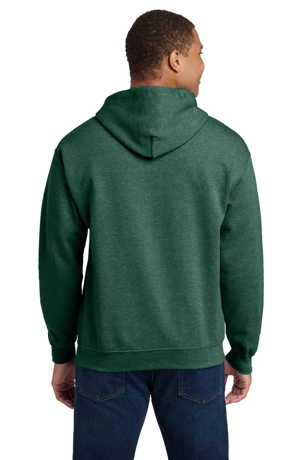 Gildan Mens Pill Resistant Hooded Sweatshirt Hoodie w/ Pouch Pocket - Heather Dark Green