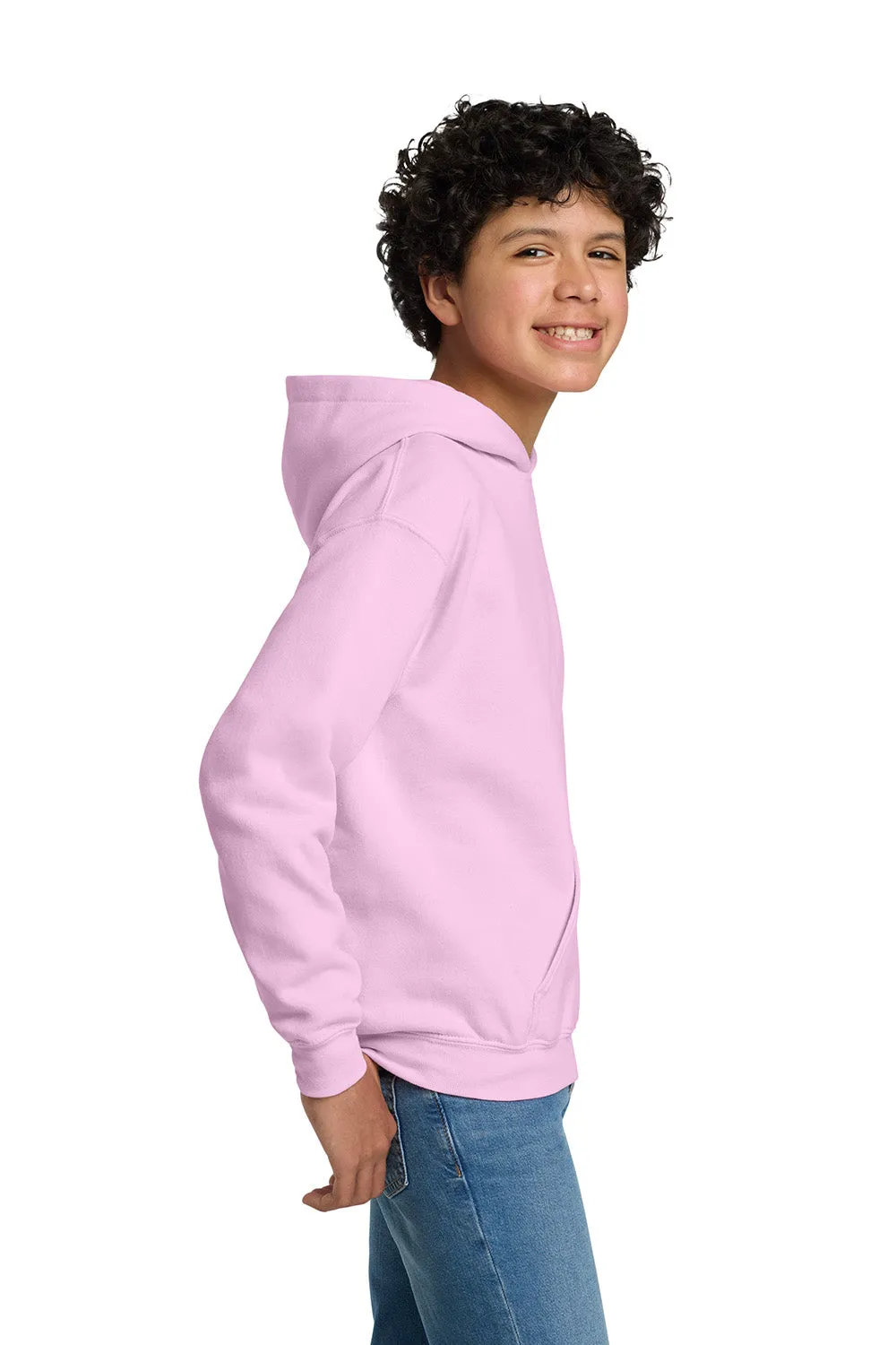 Gildan Youth Pill Resistant Hooded Sweatshirt Hoodie w/ Pouch Pocket - Light Pink