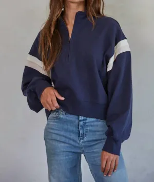 Half Zip Up Pullover In Navy