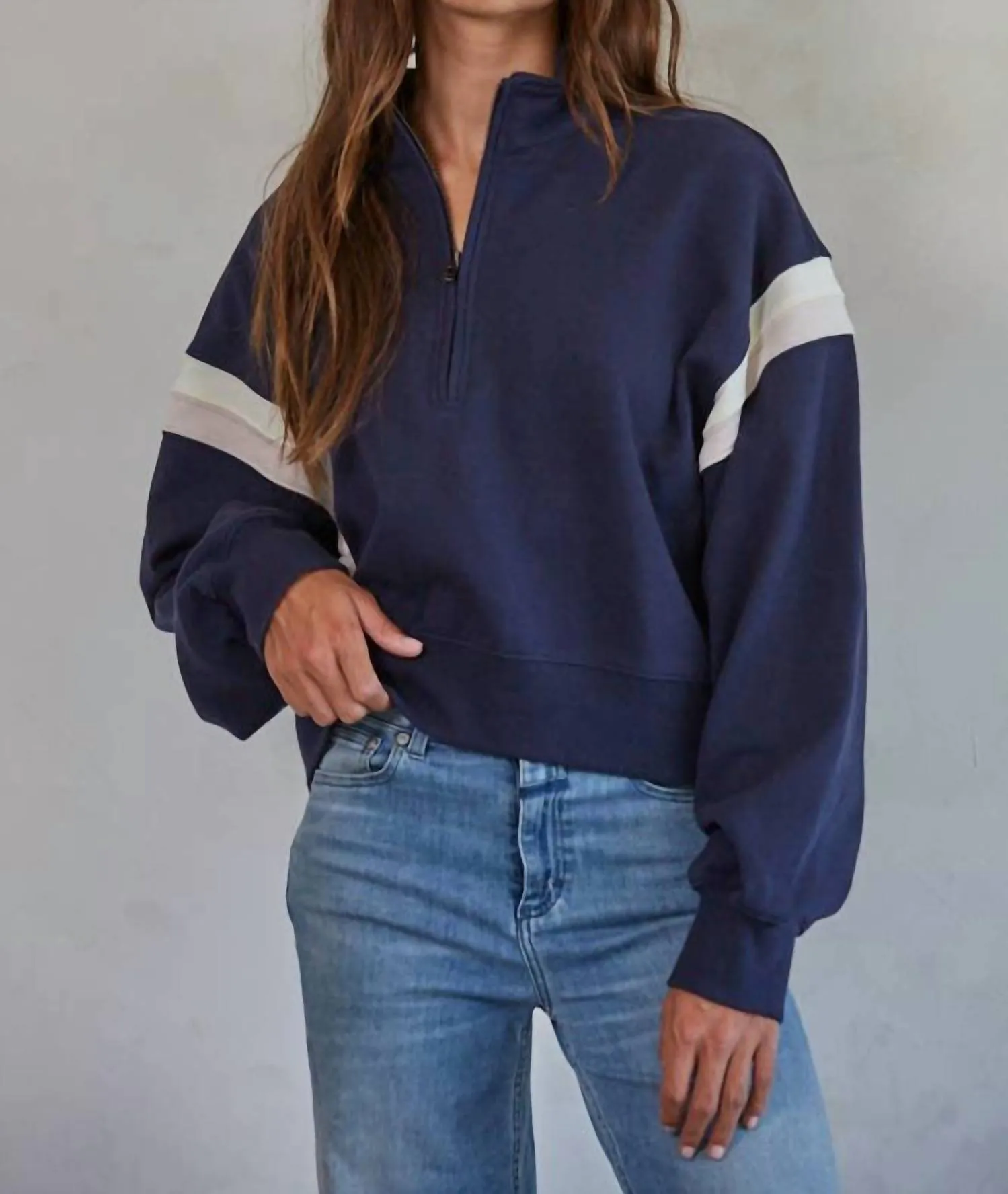 Half Zip Up Pullover In Navy