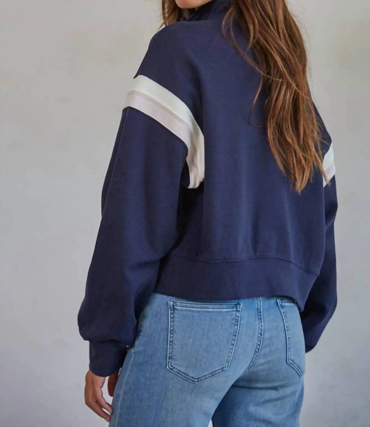 Half Zip Up Pullover In Navy