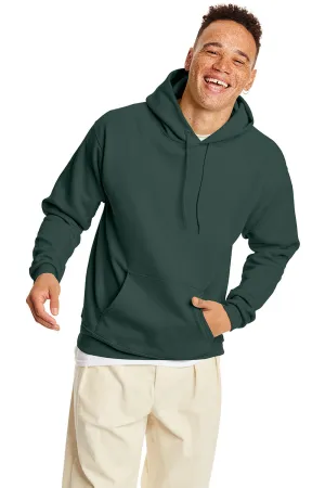 Hanes Mens EcoSmart Print Pro XP Pill Resistant Hooded Sweatshirt Hoodie w/ Pouch Pocket - Athletic Dark Green