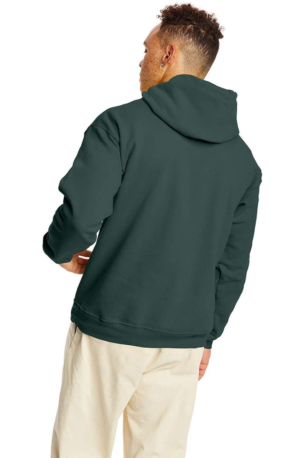 Hanes Mens EcoSmart Print Pro XP Pill Resistant Hooded Sweatshirt Hoodie w/ Pouch Pocket - Athletic Dark Green