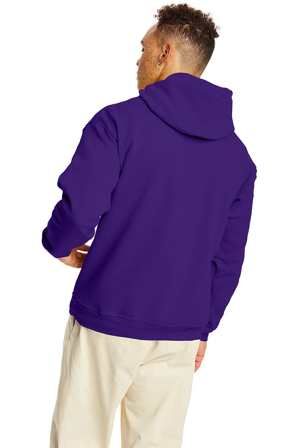 Hanes Mens EcoSmart Print Pro XP Pill Resistant Hooded Sweatshirt Hoodie w/ Pouch Pocket - Athletic Purple