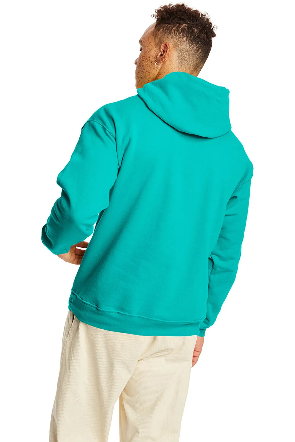 Hanes Mens EcoSmart Print Pro XP Pill Resistant Hooded Sweatshirt Hoodie w/ Pouch Pocket - Athletic Teal Green