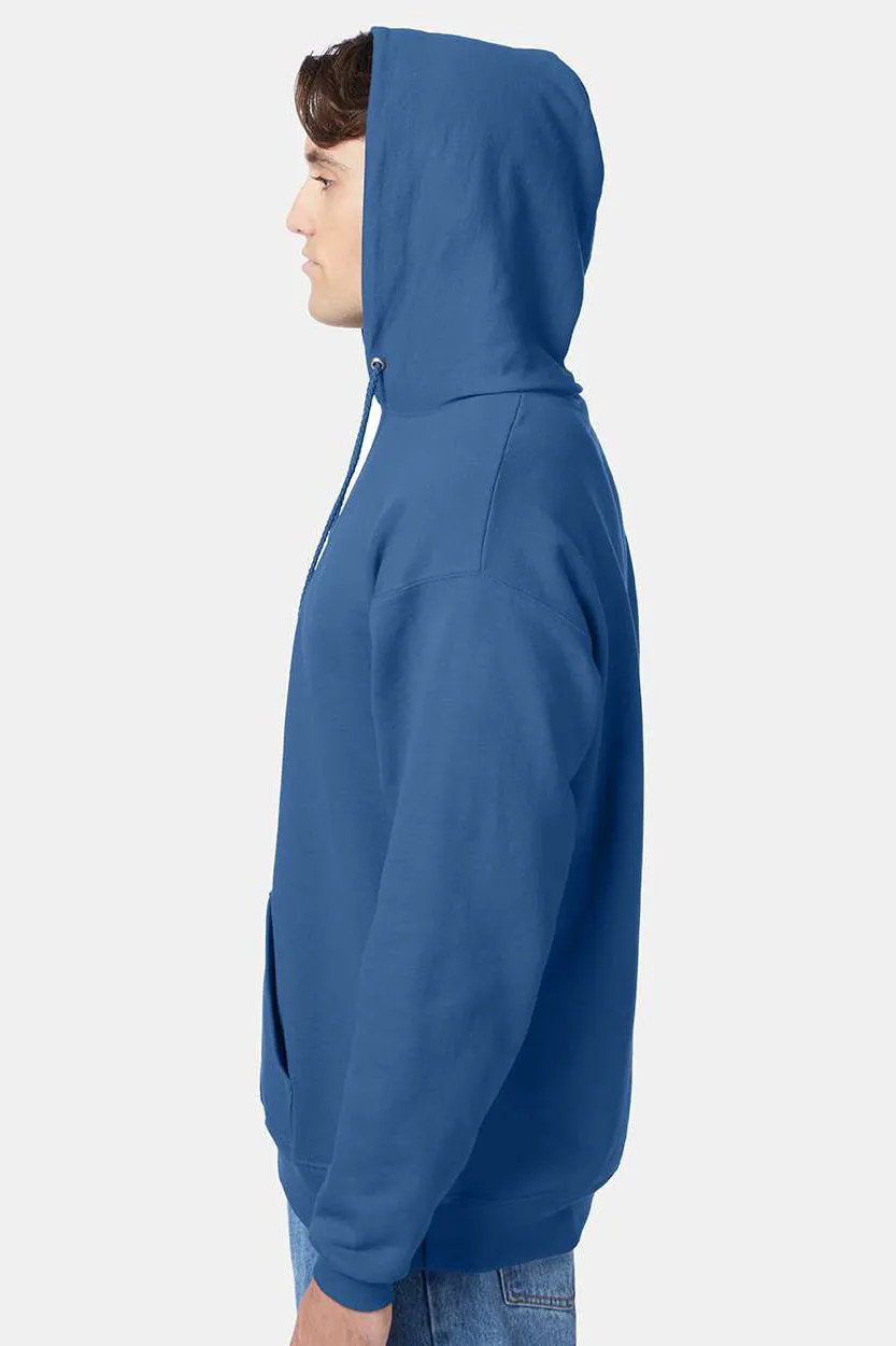 Hanes Mens EcoSmart Print Pro XP Pill Resistant Hooded Sweatshirt Hoodie w/ Pouch Pocket - Denim Blue