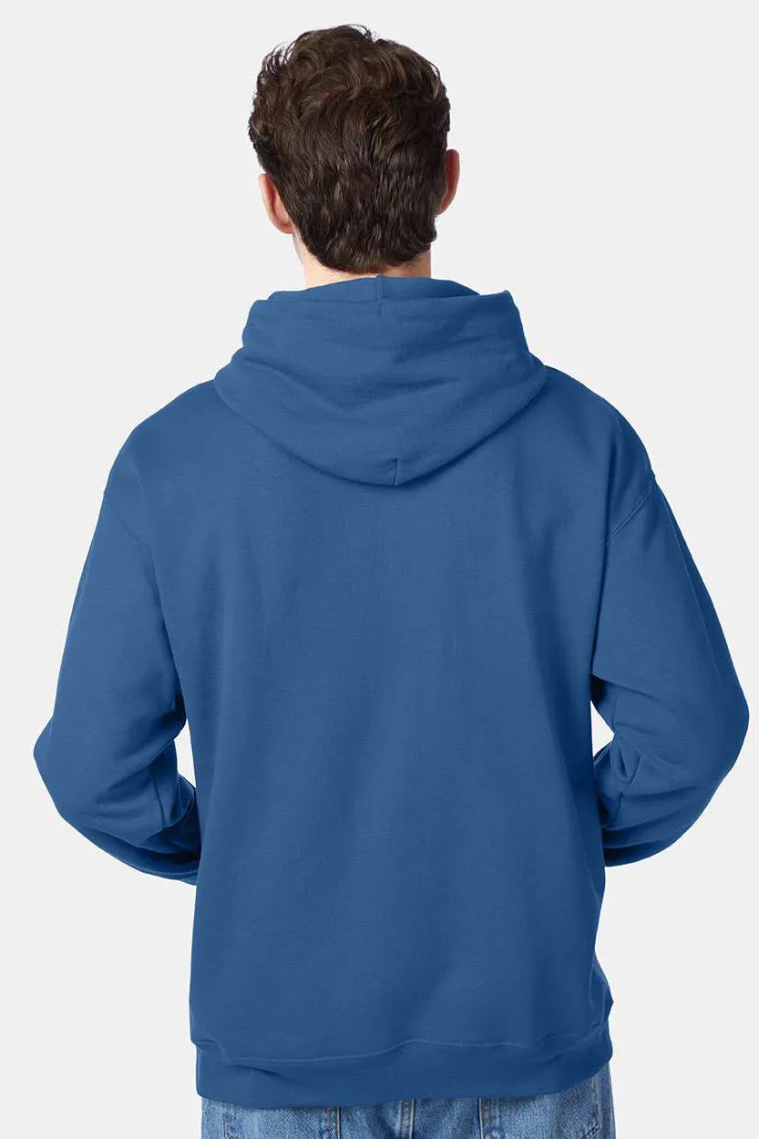 Hanes Mens EcoSmart Print Pro XP Pill Resistant Hooded Sweatshirt Hoodie w/ Pouch Pocket - Denim Blue