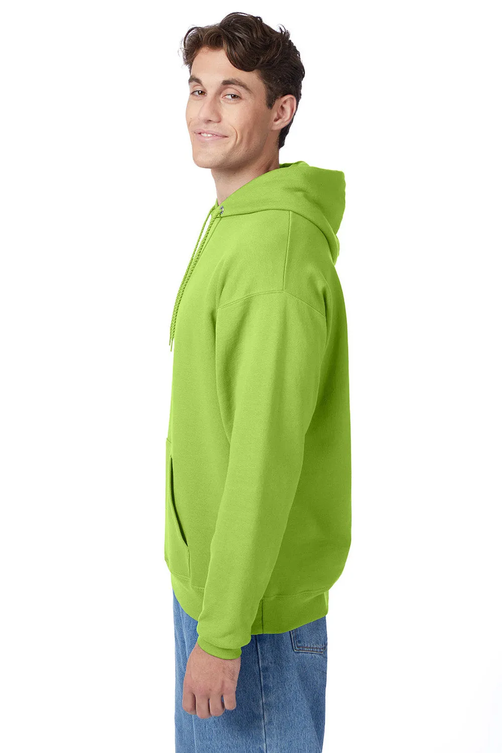 Hanes Mens EcoSmart Print Pro XP Pill Resistant Hooded Sweatshirt Hoodie w/ Pouch Pocket - Lime Green