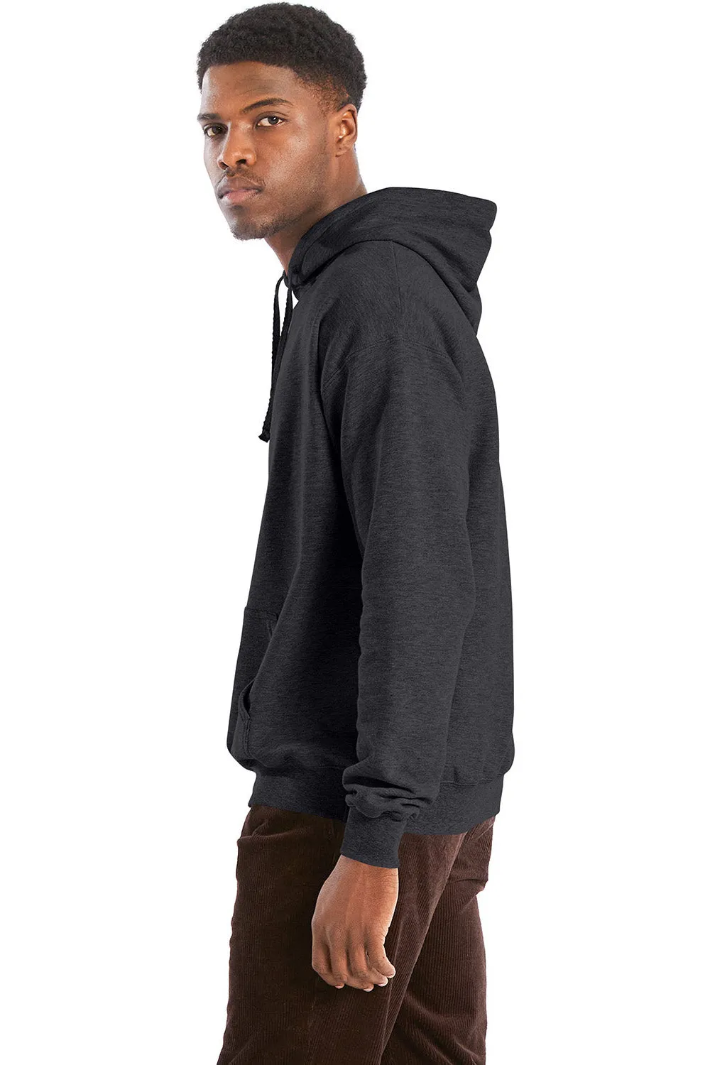 Hanes Mens Perfect Sweats Hooded Sweatshirt Hoodie w/ Pouch Pocket - Heather Charcoal Grey