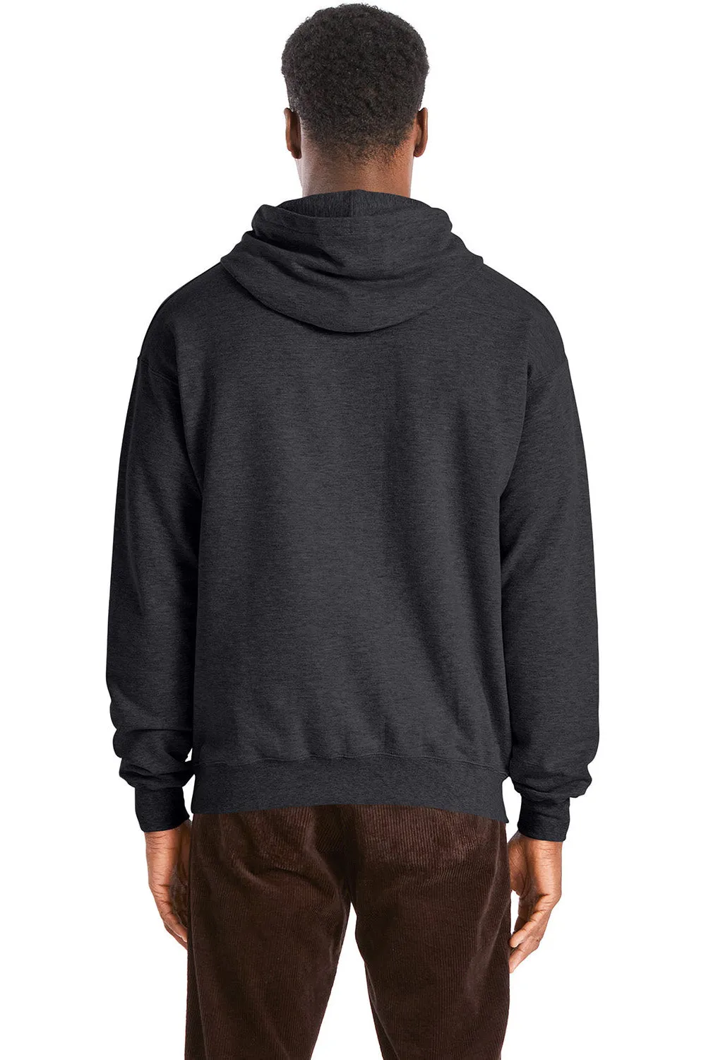 Hanes Mens Perfect Sweats Hooded Sweatshirt Hoodie w/ Pouch Pocket - Heather Charcoal Grey