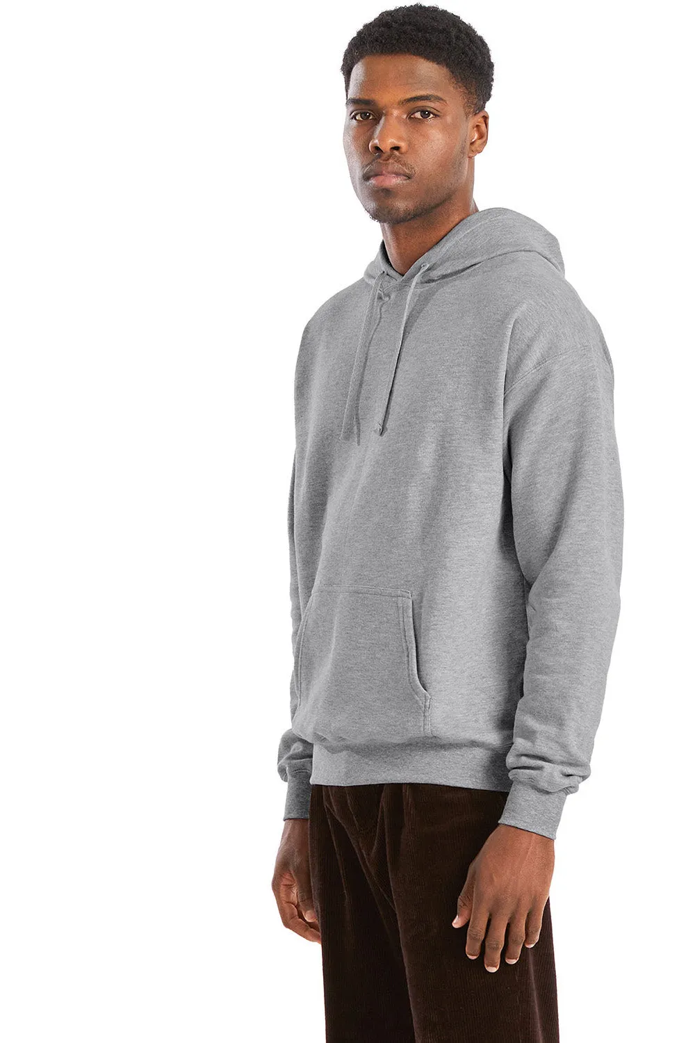 Hanes Mens Perfect Sweats Hooded Sweatshirt Hoodie w/ Pouch Pocket - Light Steel Grey
