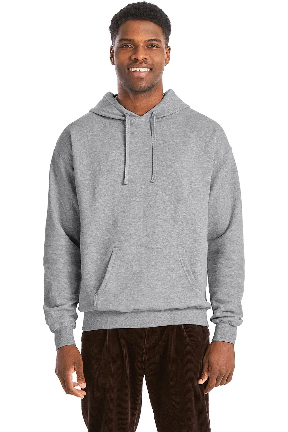 Hanes Mens Perfect Sweats Hooded Sweatshirt Hoodie w/ Pouch Pocket - Light Steel Grey