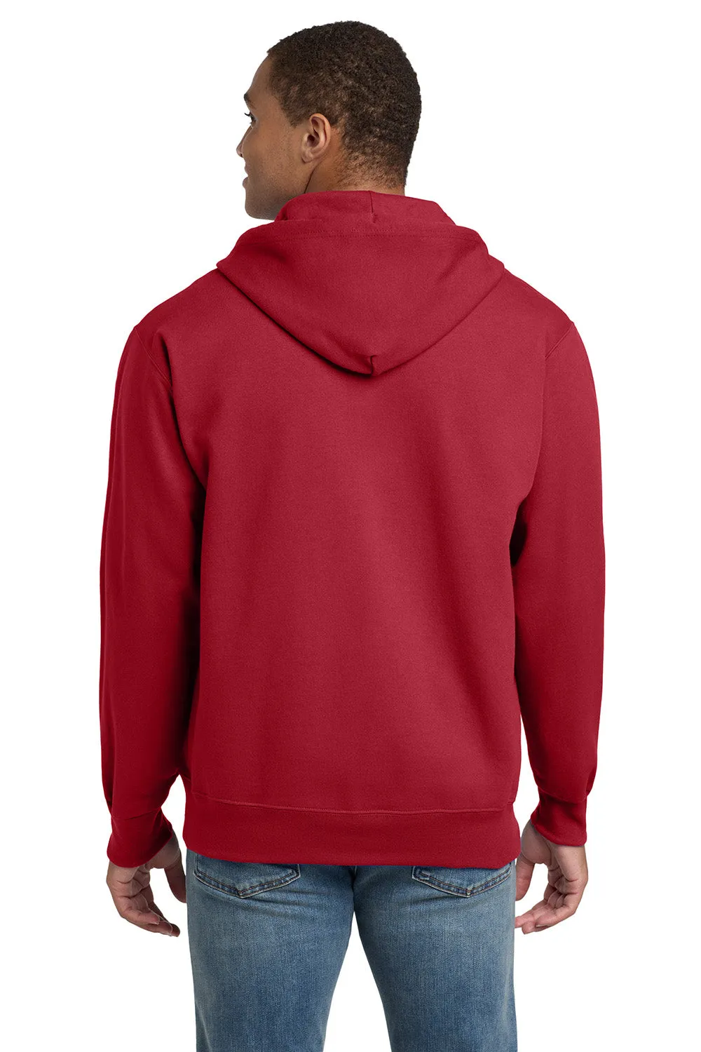 Hanes Mens Ultimate Cotton PrintPro XP Pill Resistant Full Zip Hooded Sweatshirt Hoodie w/ Pockets - Deep Red