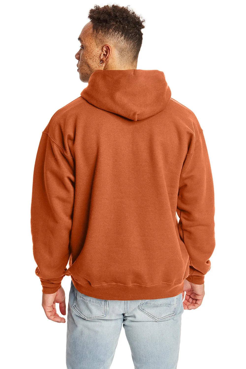 Hanes Mens Ultimate Cotton PrintPro XP Pill Resistant Hooded Sweatshirt Hoodie w/ Pouch Pocket - Pumpkin Orange