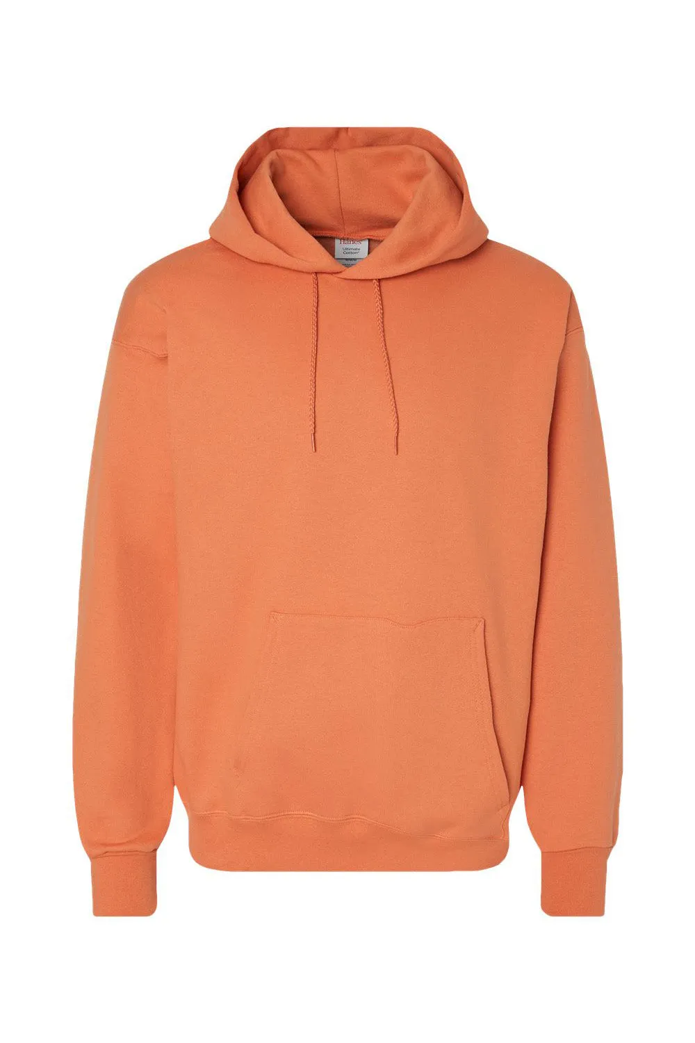 Hanes Mens Ultimate Cotton PrintPro XP Pill Resistant Hooded Sweatshirt Hoodie w/ Pouch Pocket - Pumpkin Orange