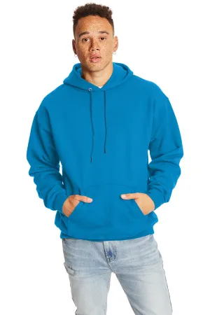Hanes Mens Ultimate Cotton PrintPro XP Pill Resistant Hooded Sweatshirt Hoodie w/ Pouch Pocket - Teal Blue