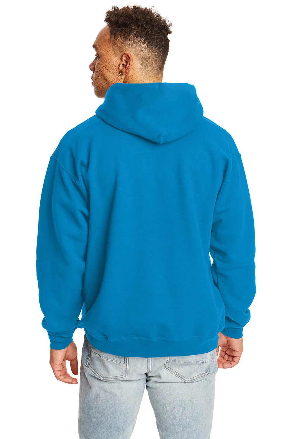 Hanes Mens Ultimate Cotton PrintPro XP Pill Resistant Hooded Sweatshirt Hoodie w/ Pouch Pocket - Teal Blue