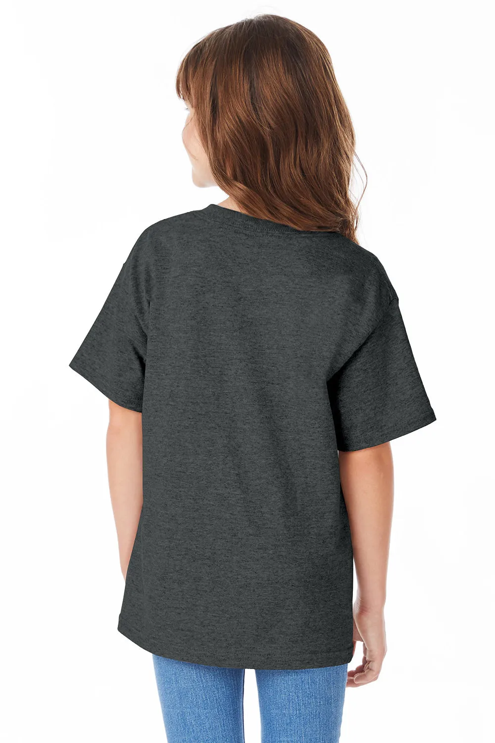 Hanes Youth ComfortSoft Short Sleeve Crewneck T-Shirt - Heather Charcoal Grey