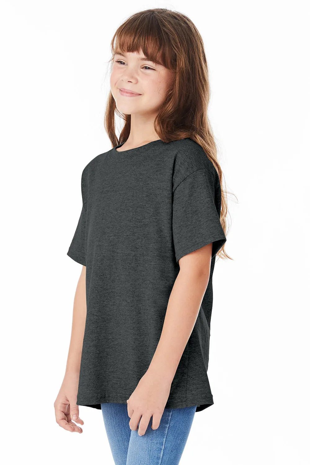 Hanes Youth ComfortSoft Short Sleeve Crewneck T-Shirt - Heather Charcoal Grey