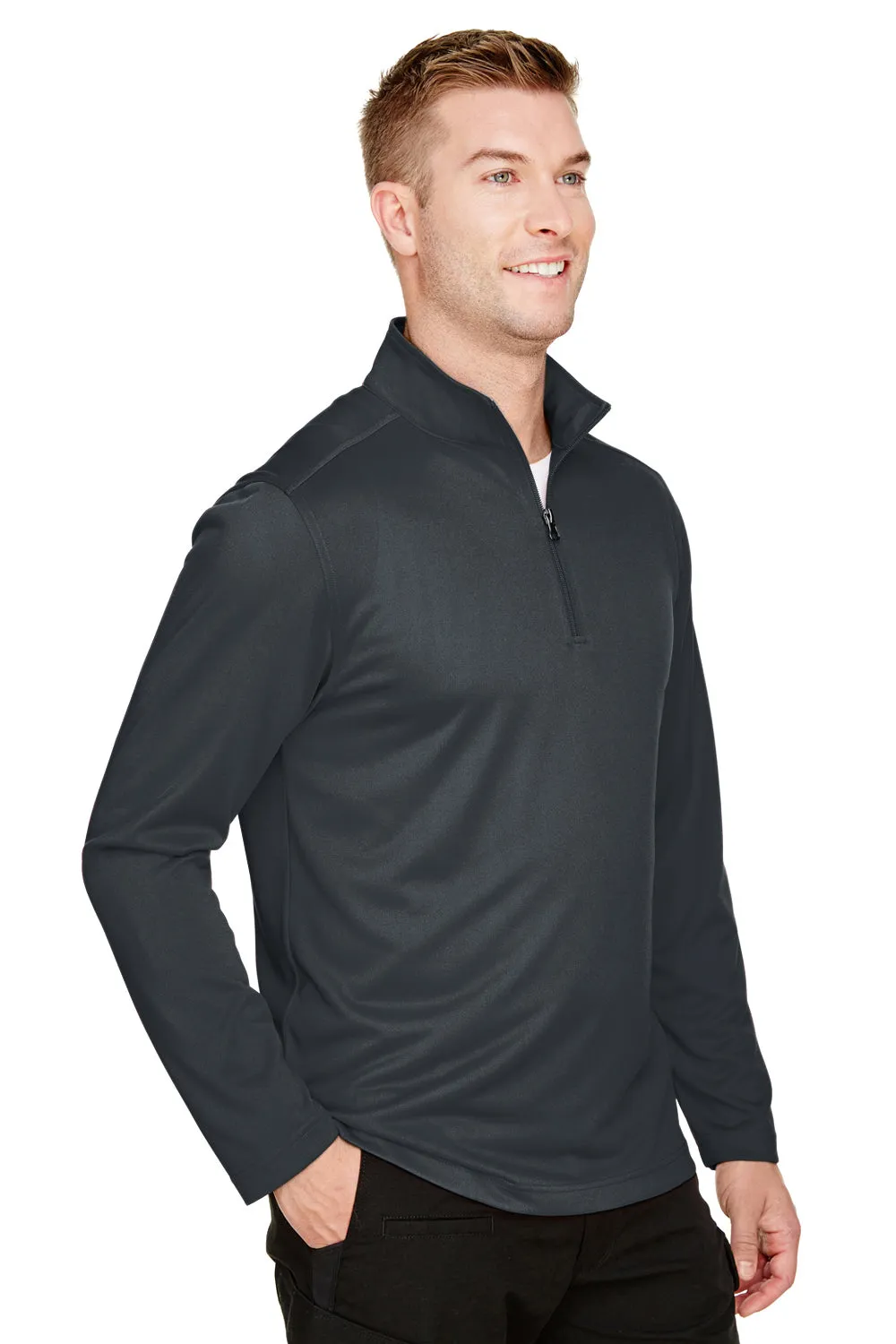Harriton Mens Advantage Performance Moisture Wicking 1/4 Zip Sweatshirt - Dark Charcoal Grey