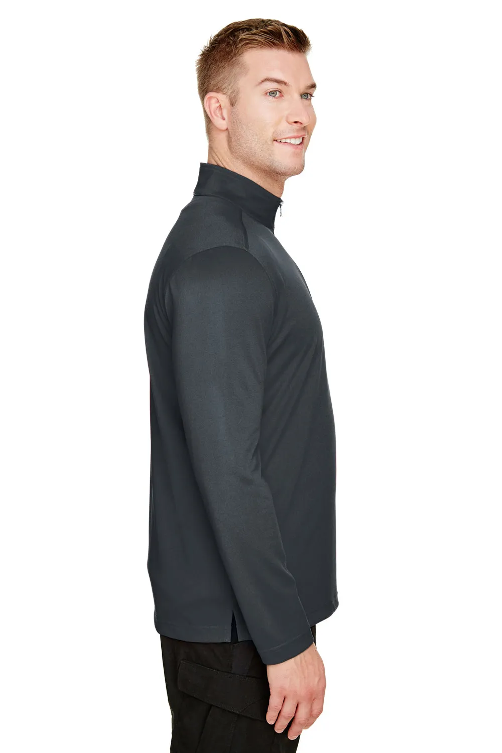 Harriton Mens Advantage Performance Moisture Wicking 1/4 Zip Sweatshirt - Dark Charcoal Grey