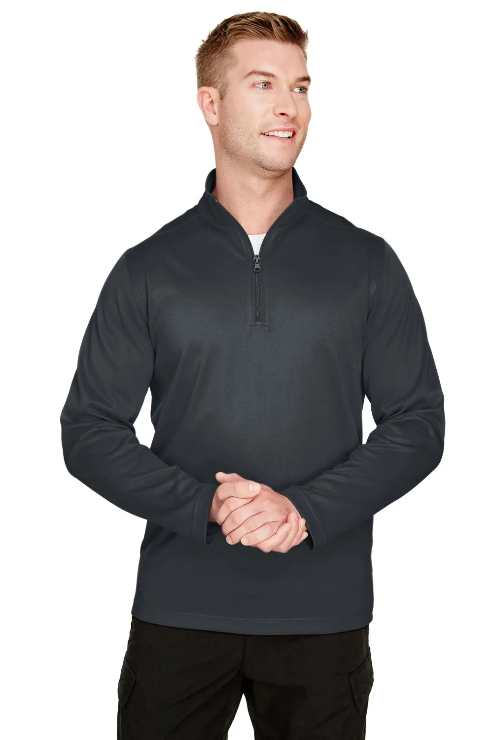 Harriton Mens Advantage Performance Moisture Wicking 1/4 Zip Sweatshirt - Dark Charcoal Grey