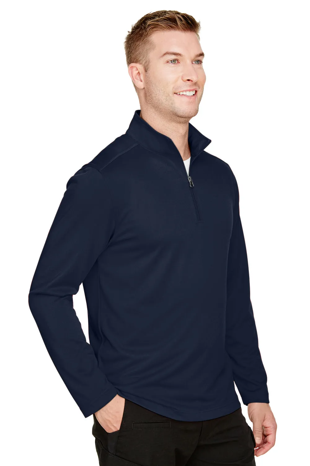 Harriton Mens Advantage Performance Moisture Wicking 1/4 Zip Sweatshirt - Dark Navy Blue