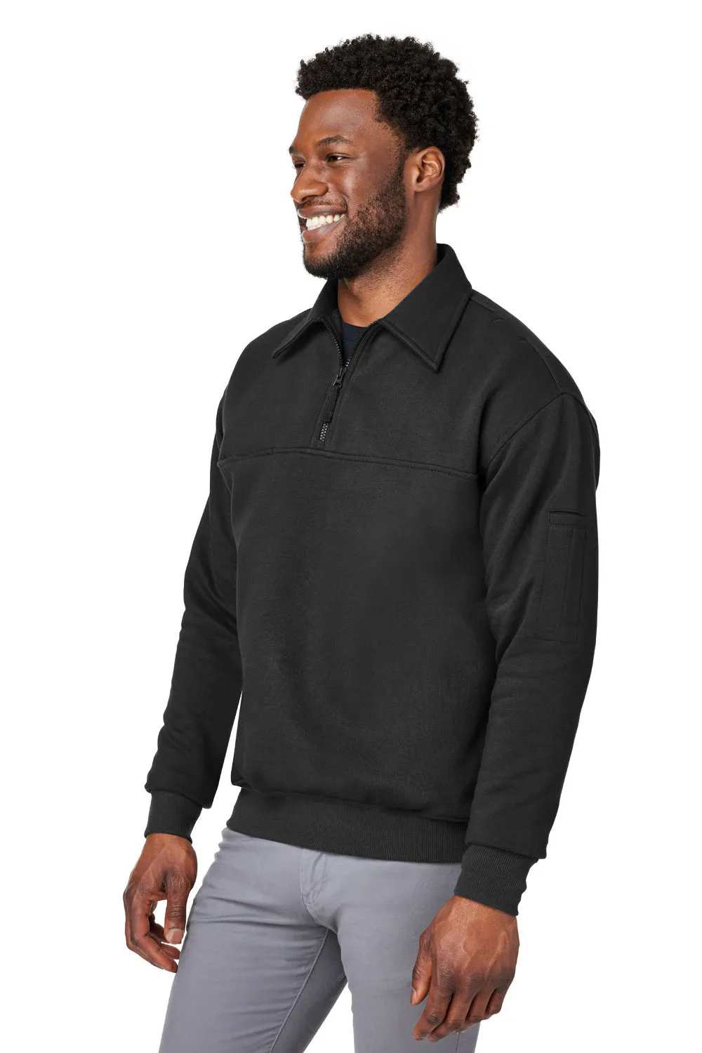 Harriton Mens Climabloc Water Resistant 1/4 Zip Sweatshirt w/ Pocket - Black