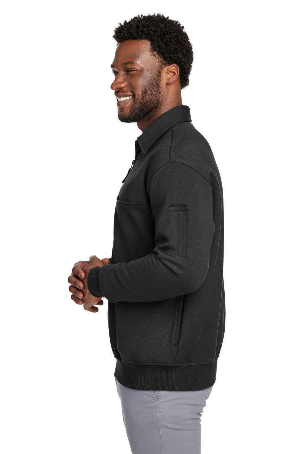 Harriton Mens Climabloc Water Resistant 1/4 Zip Sweatshirt w/ Pocket - Black