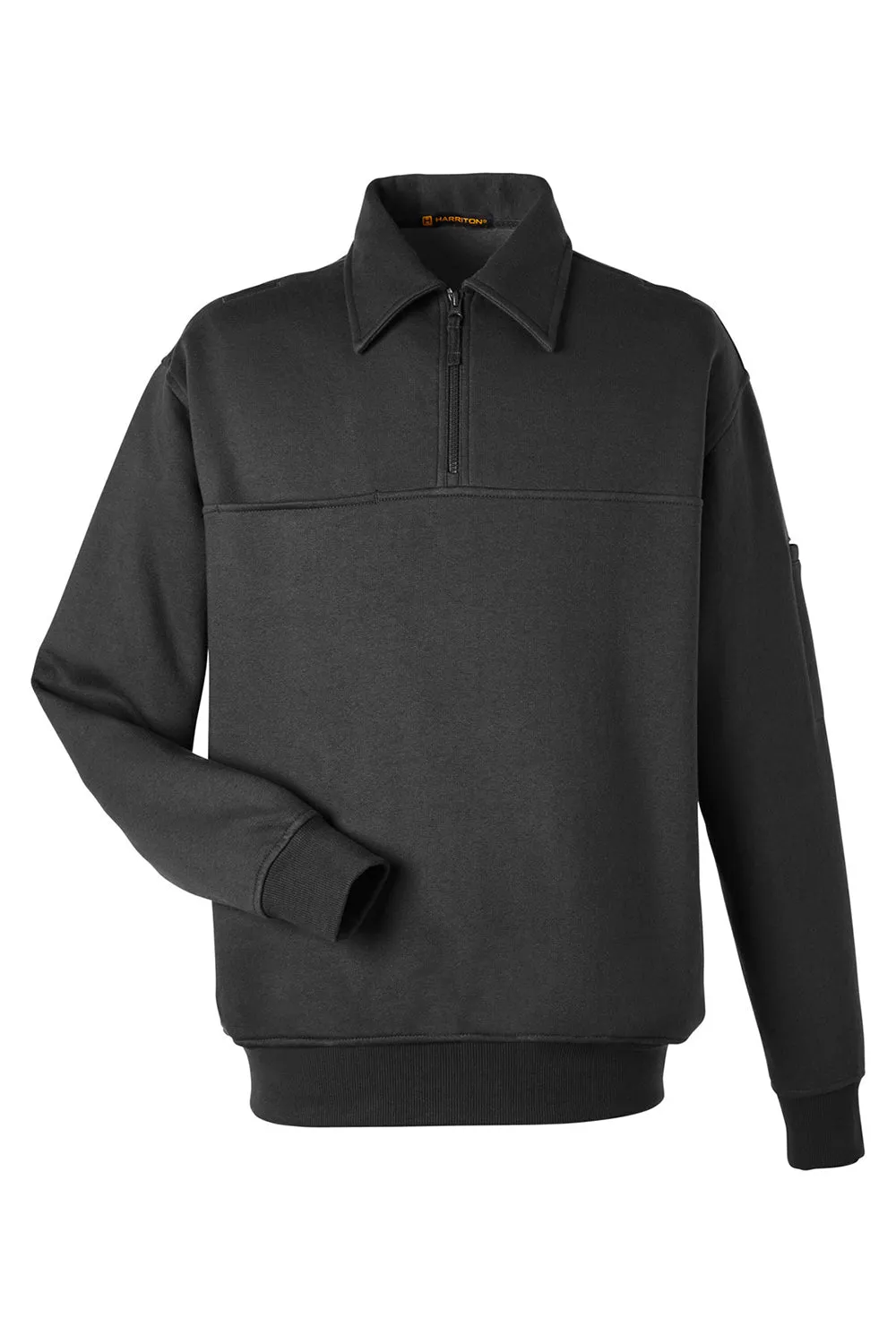 Harriton Mens Climabloc Water Resistant 1/4 Zip Sweatshirt w/ Pocket - Black