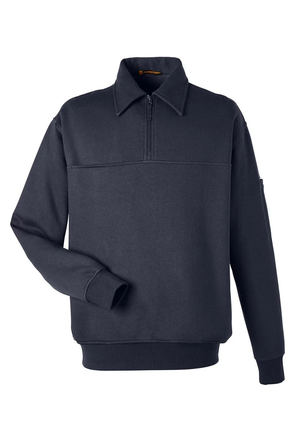 Harriton Mens Climabloc Water Resistant 1/4 Zip Sweatshirt w/ Pocket - Dark Navy Blue