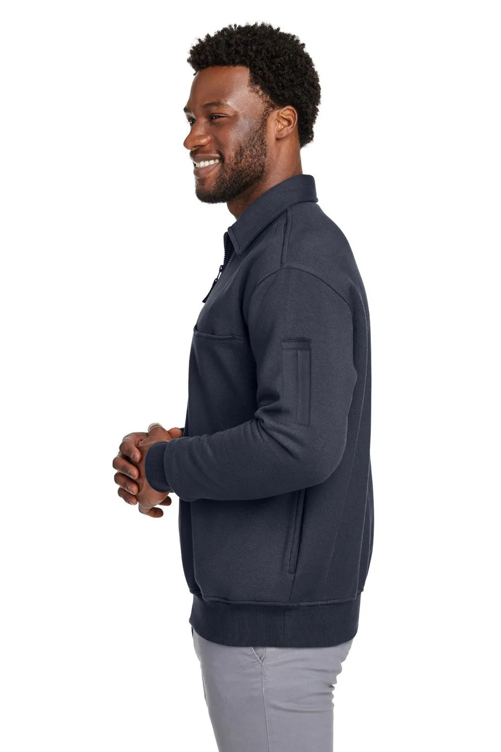 Harriton Mens Climabloc Water Resistant 1/4 Zip Sweatshirt w/ Pocket - Dark Navy Blue