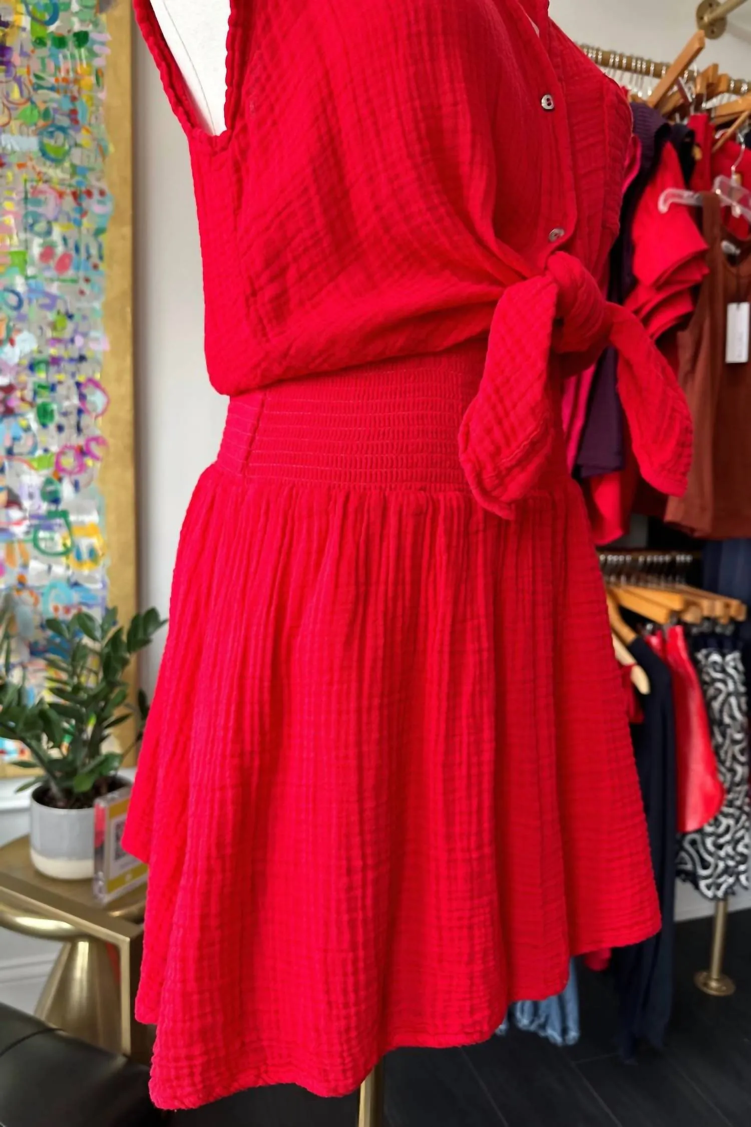 Havana Smocked Gauze Skirt In Tamale