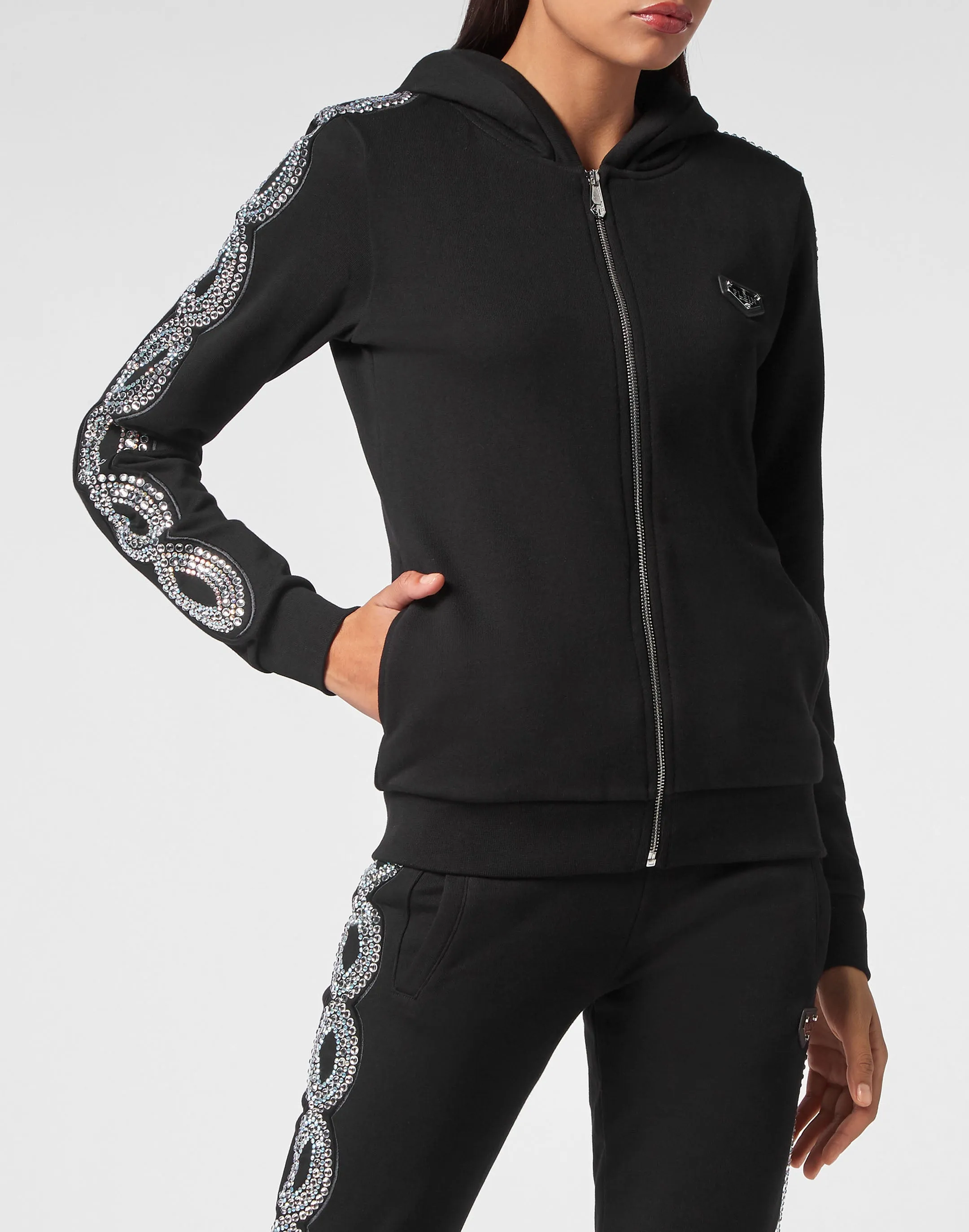 Hoodie sweatshirt Full Zip Crystal Cable