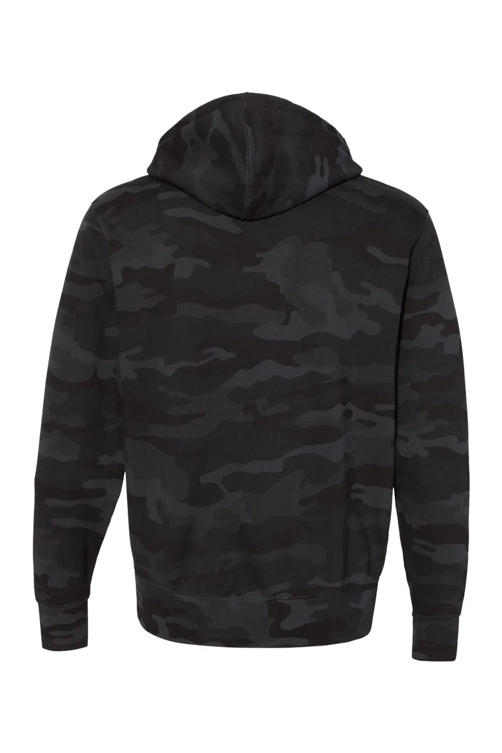 Independent Trading Company Mens Full Zip Hooded Sweatshirt Hoodie w/ Pockets - Black Camo
