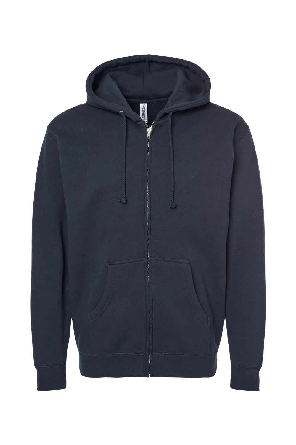 Independent Trading Company Mens Full Zip Hooded Sweatshirt Hoodie w/ Pockets - Navy Blue