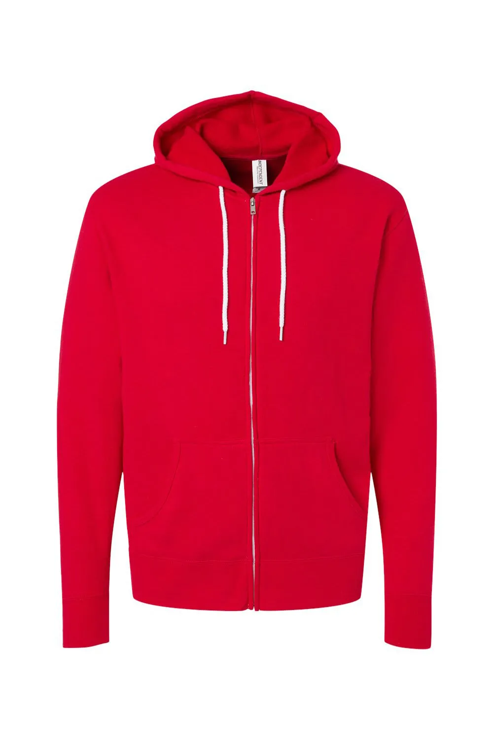 Independent Trading Company Mens Full Zip Hooded Sweatshirt Hoodie w/ Pockets - Red