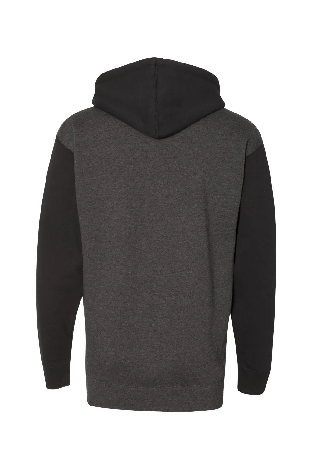 Independent Trading Company Mens Hooded Sweatshirt Hoodie w/ Pouch Pocket - Heather Charcoal Grey/Black