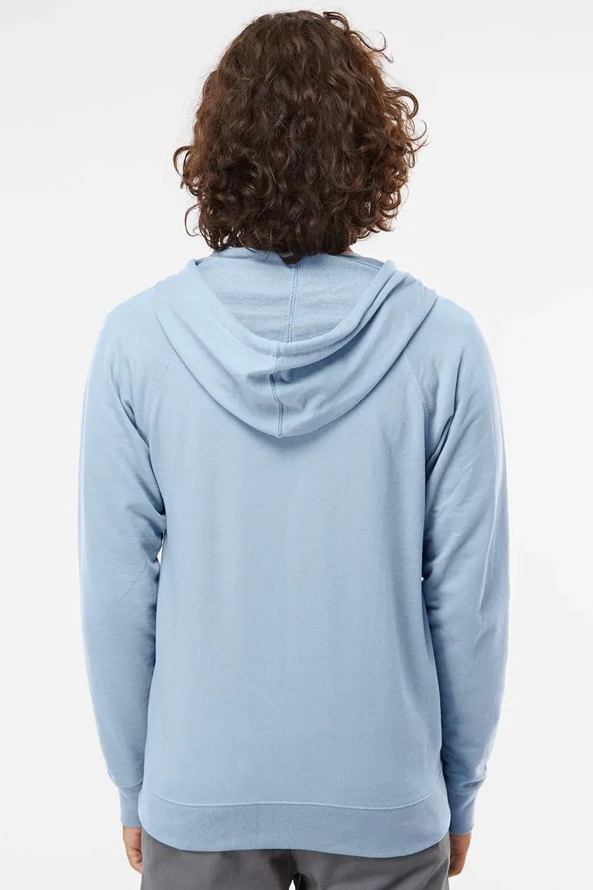 Independent Trading Company Mens Icon Loopback Terry Full Zip Hooded Sweatshirt Hoodie w/ Pockets - Misty Blue