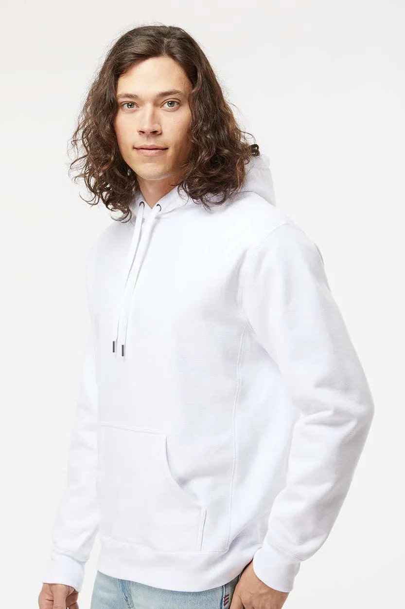 Independent Trading Company Mens Legend Hooded Sweatshirt Hoodie w/ Pouch Pocket - White