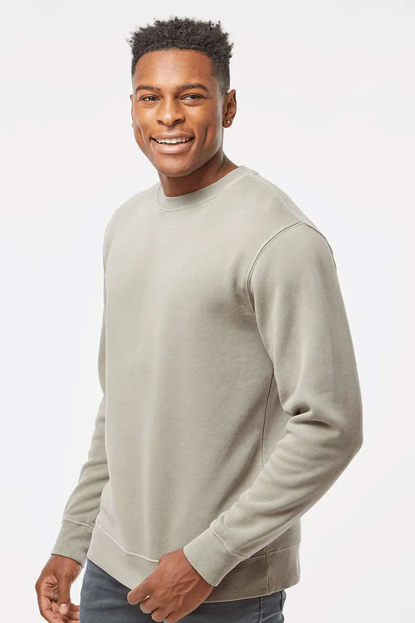 Independent Trading Company Mens Pigment Dyed Crewneck Sweatshirt - Cement Grey