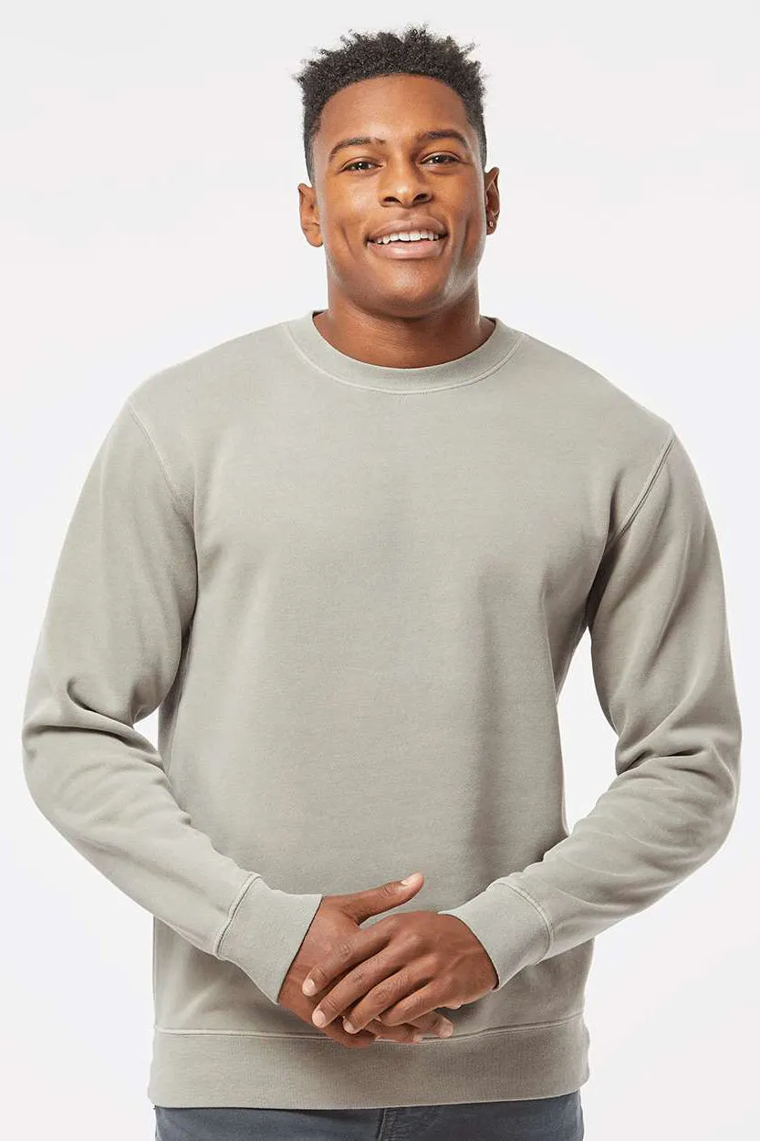 Independent Trading Company Mens Pigment Dyed Crewneck Sweatshirt - Cement Grey
