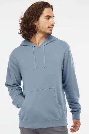 Independent Trading Company Mens Pigment Dyed Hooded Sweatshirt Hoodie w/ Pouch Pocket - Slate Blue