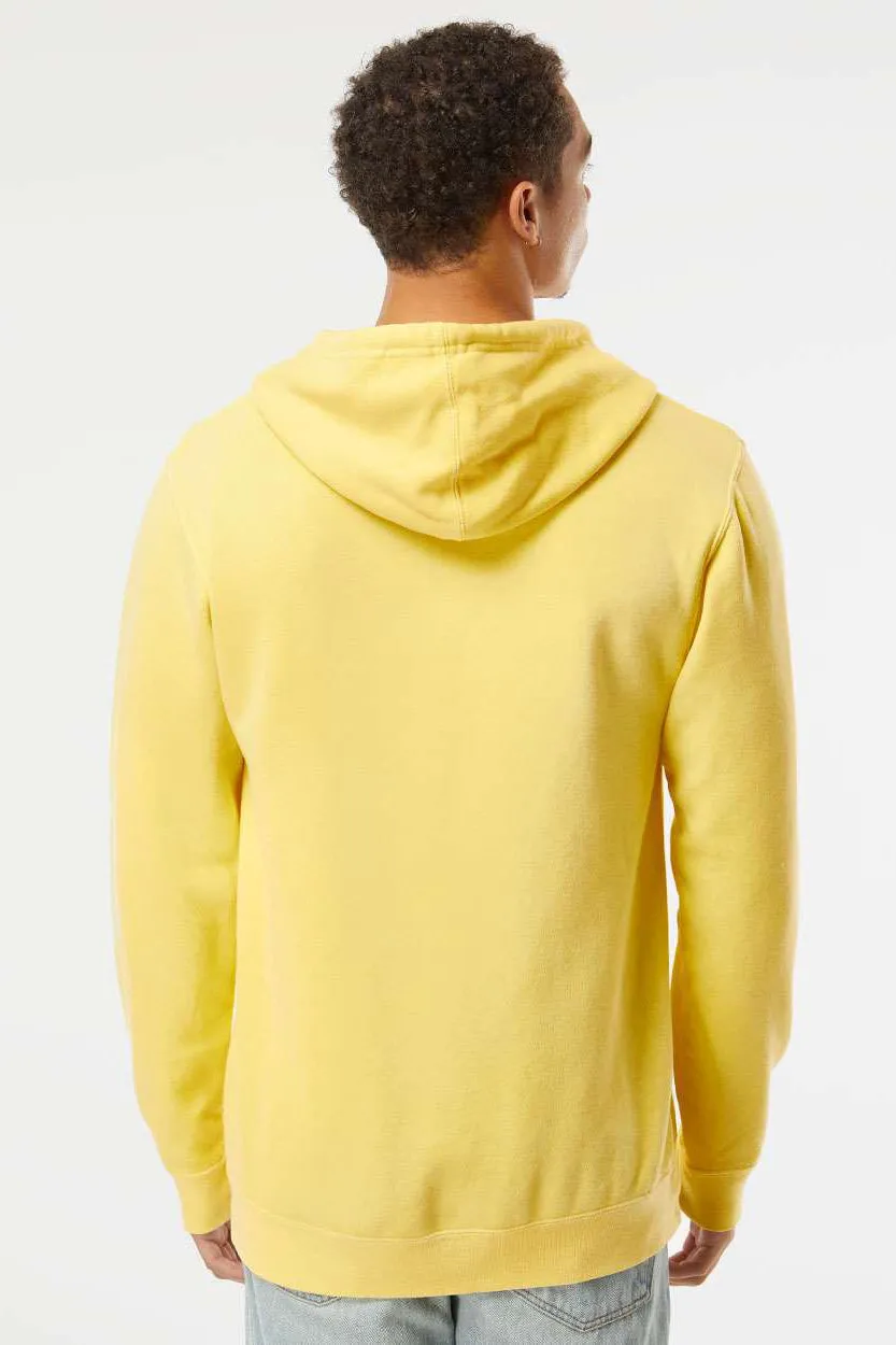 Independent Trading Company Mens Pigment Dyed Hooded Sweatshirt Hoodie w/ Pouch Pocket - Yellow
