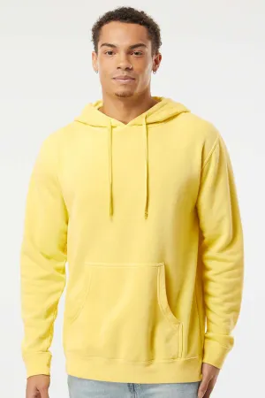 Independent Trading Company Mens Pigment Dyed Hooded Sweatshirt Hoodie w/ Pouch Pocket - Yellow