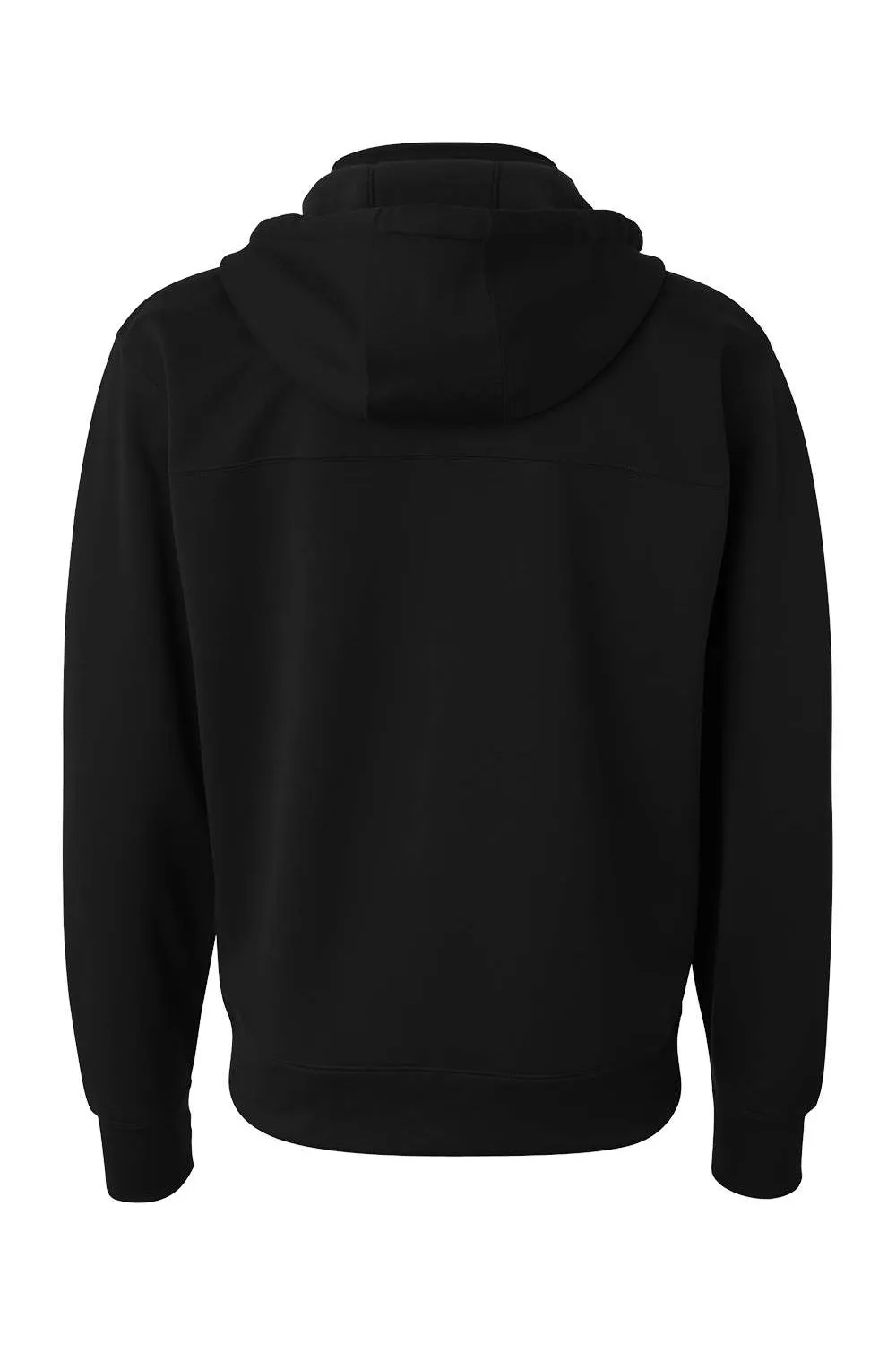 Independent Trading Company Mens Poly Tech Pill Resistant Full Zip Hooded Sweatshirt Hoodie w/ Pouch Pocket - Black