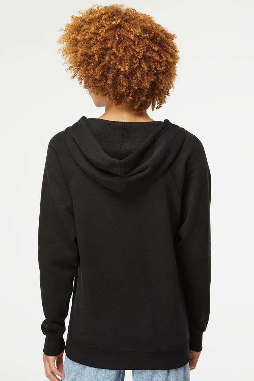 Independent Trading Company Mens Special Blend Raglan Full Zip Hooded Sweatshirt Hoodie w/ Pockets - Black