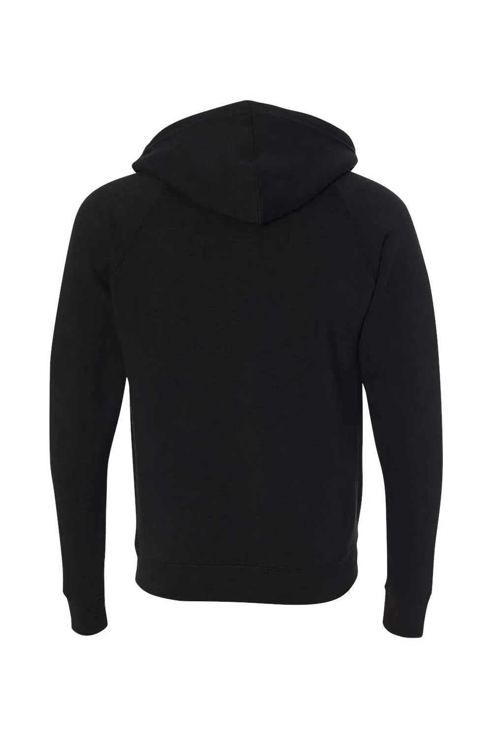 Independent Trading Company Mens Special Blend Raglan Full Zip Hooded Sweatshirt Hoodie w/ Pockets - Black