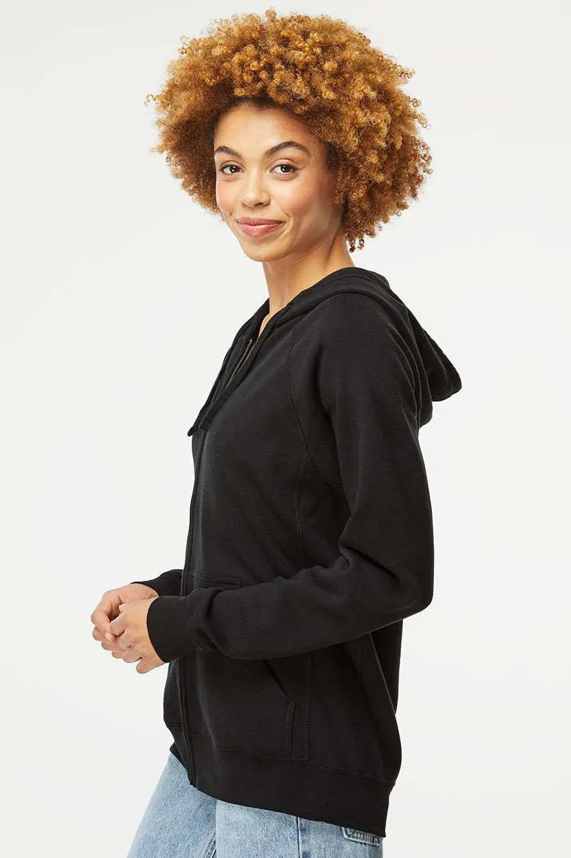Independent Trading Company Mens Special Blend Raglan Full Zip Hooded Sweatshirt Hoodie w/ Pockets - Black